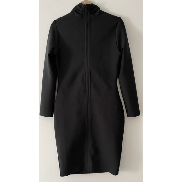 Black Bodycon Bandage Women's Dress Cocktail Classic Size 8 (S/M) Deep V Sexy - Picture 2 of 16